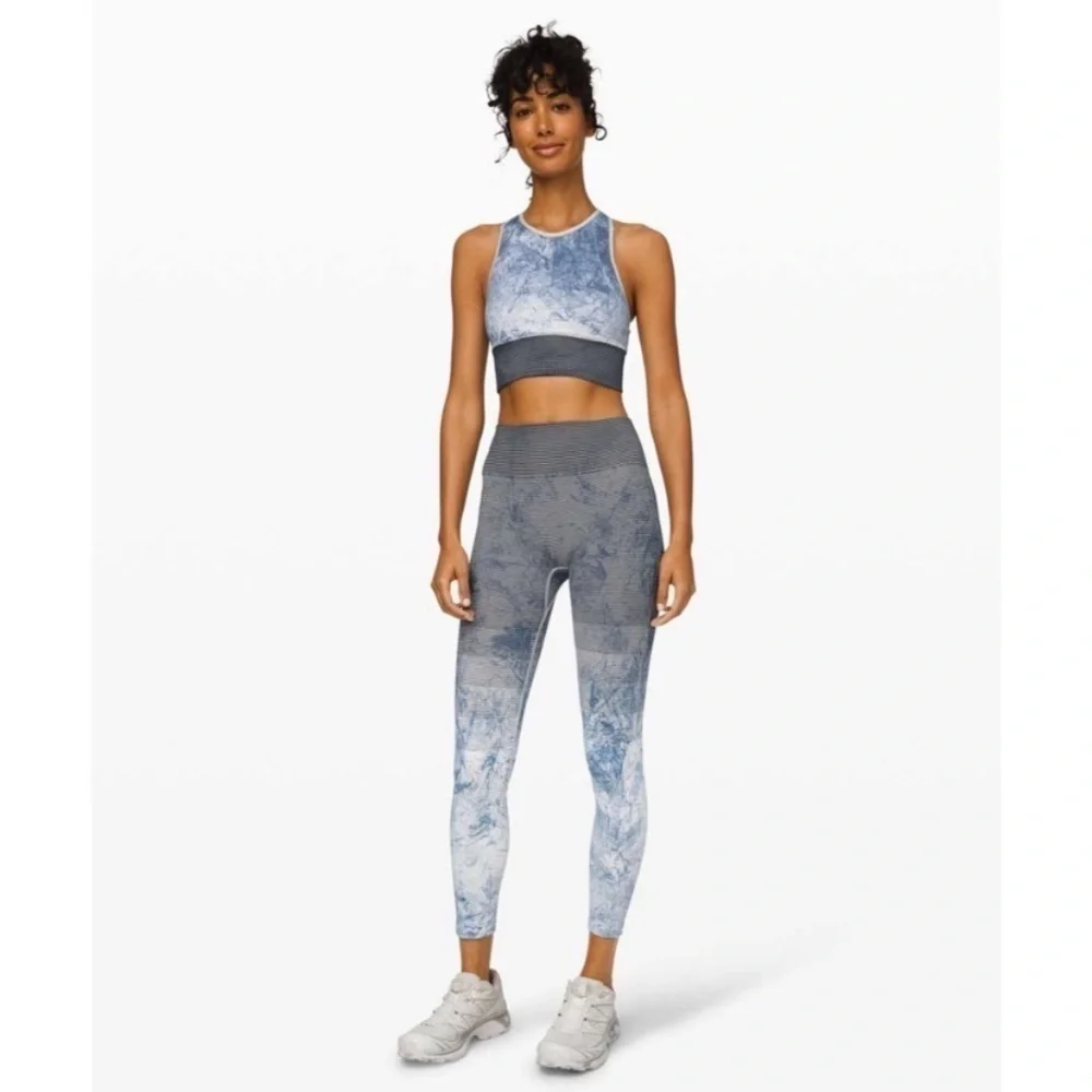 Lululemon Ebb To Train Tight Luna White Black Wash Leggings Size 2 - Picture 1 of 12